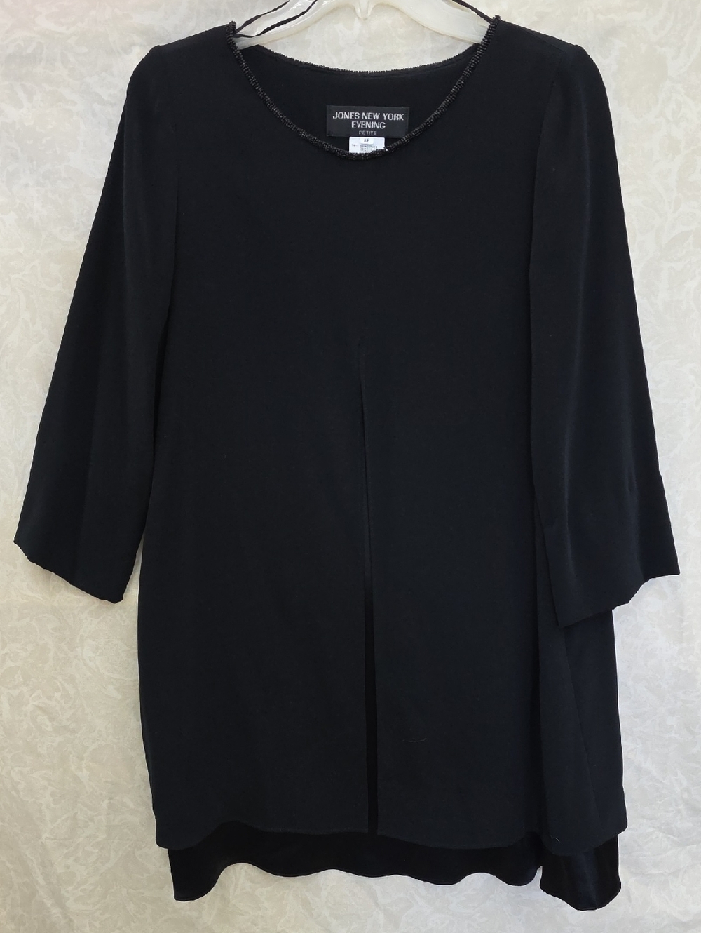 Jones New York Black Long Sleeve Tunic Evening Dress